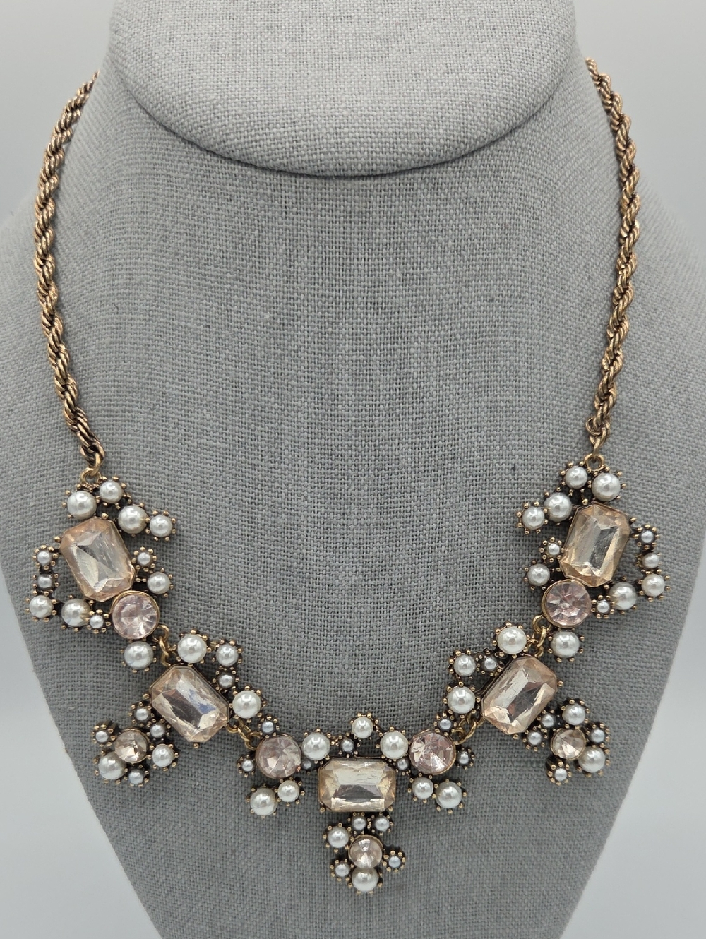 5 for $25! LOFT Gold-Tone Necklace with Pink Crystals & Pearl Accents